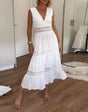 Ninfea | Sleeveless boho-style midi dress with lace details
