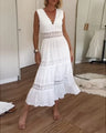 Ninfea | Sleeveless boho-style midi dress with lace details