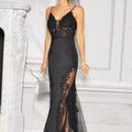Elara satin dress with rhinestones and lace