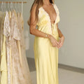 LuxeLace™ Backless Satin Maxi Dress