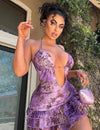 Velvet Sky open-back dress with bow