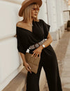 NovaEase™ Jumpsuit with Elastic Waist and Batwing Sleeves