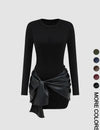 Elegant mini-dress with buckle details