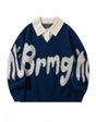 Men's sweater with letter print and 2-in-1 collar