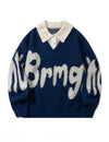 Men's sweater with letter print and 2-in-1 collar