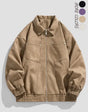 Men's leather jacket with zip in a plain colour