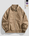 Men's leather jacket with zip in a plain colour