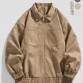 Men's leather jacket with zip in a plain colour