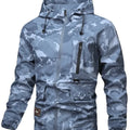 Men's hooded jacket with camouflage print
