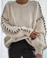 Sweater with contrasting trim and dropped shoulders
