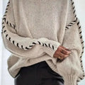 Sweater with contrasting trim and dropped shoulders