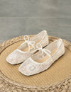 Embroidered mesh ballet flats