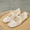 Embroidered mesh ballet flats