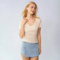 Casual High Waisted Tiered Denim Skort with Raw Hem