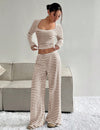 Casual slim fit striped two-piece pant set