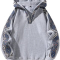 Ethnic Patchwork Half-Zip Hoodie