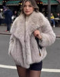 Coat with fur collar