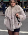 Coat with fur collar