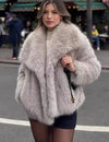 Coat with fur collar