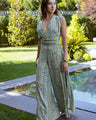 Isla Luxe – Printed jumpsuit with open back and wide legs