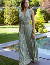 Isla Luxe – Printed jumpsuit with open back and wide legs