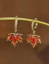 Maple Leaf & Gemstone Earrings