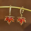 Maple Leaf & Gemstone Earrings