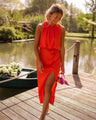 Anna™ | Sleeveless High Neck Midi Dress