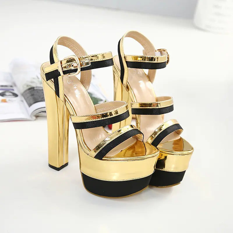 Golden platform super high heels