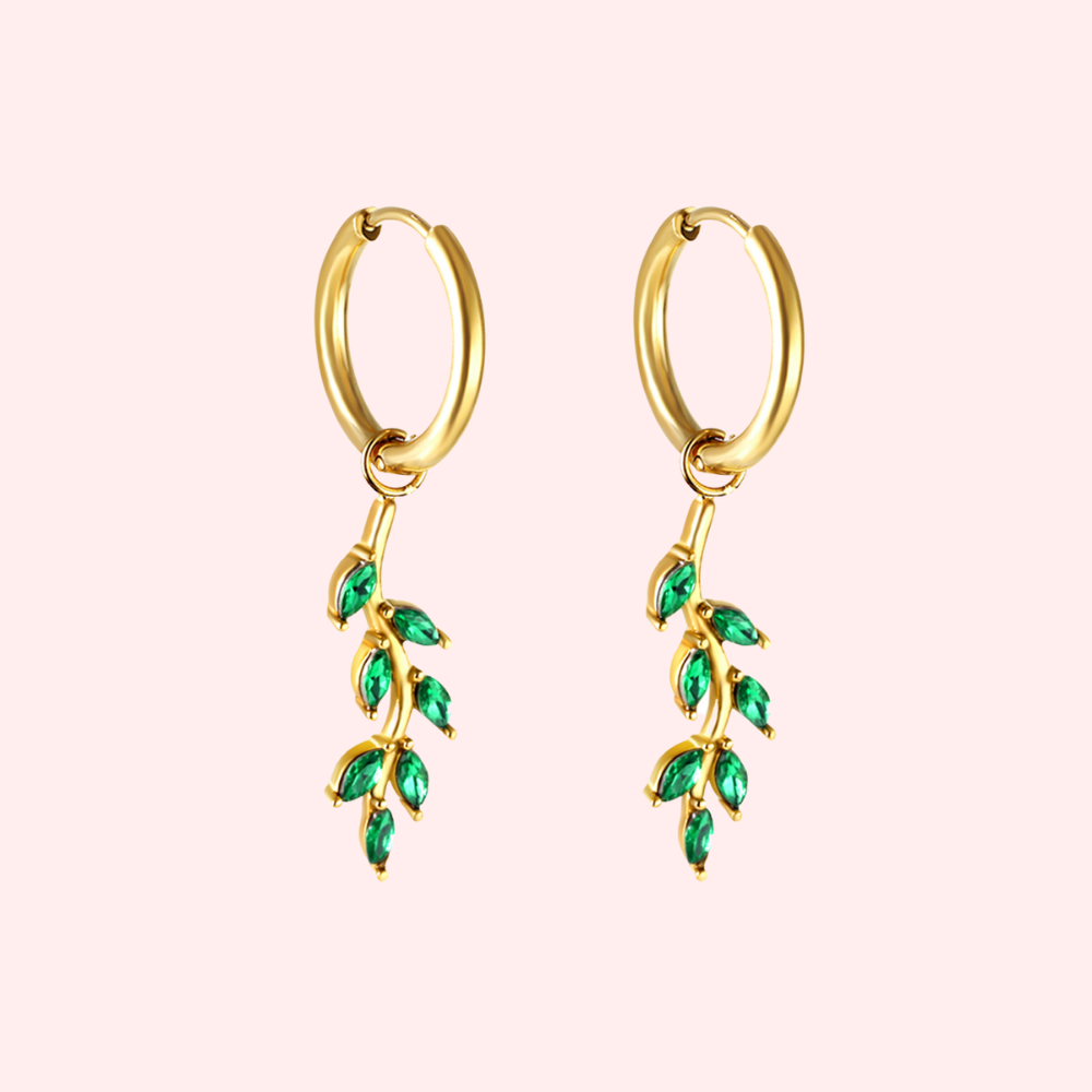 Hypoallergenic hoop with leaf motif