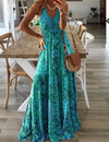 Wren - Boho maxi dress with spaghetti straps and V-neck