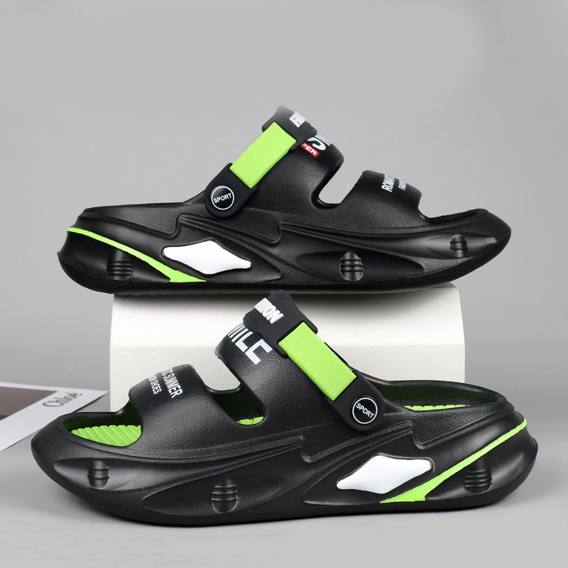Sandals with a thick sole and a soft feel.
