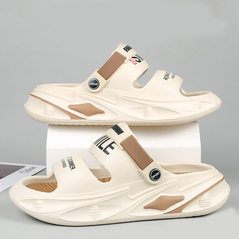 Sandals with a thick sole and a soft feel.