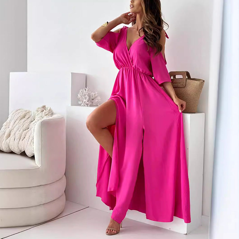 Billie - Trendy maxi dress with slit and V-neck