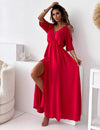 Billie - Trendy maxi dress with slit and V-neck
