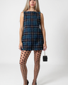 Chic printed mini dress and tights